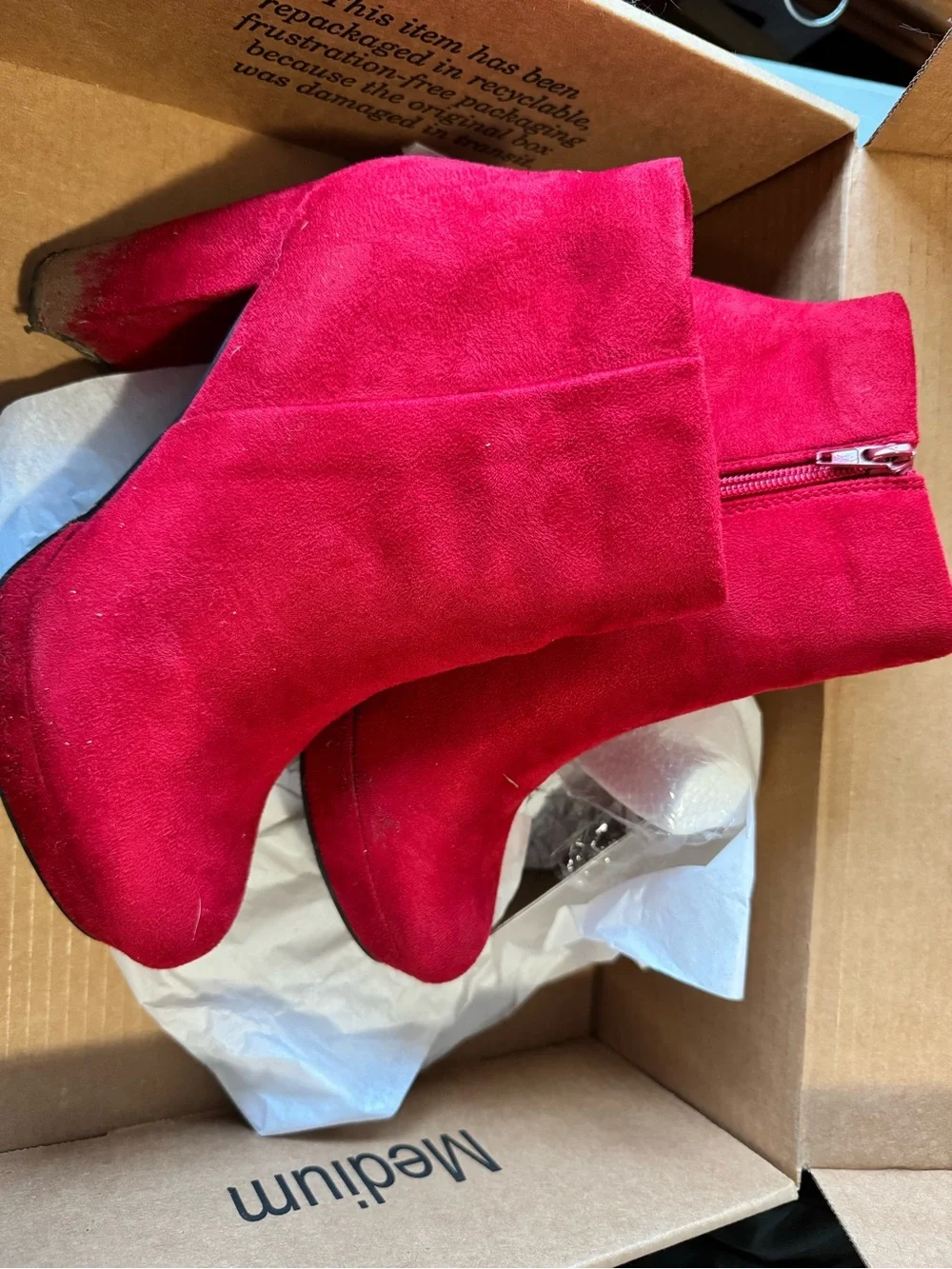 Dream Pairs Red Suede Platform Ankle Booties